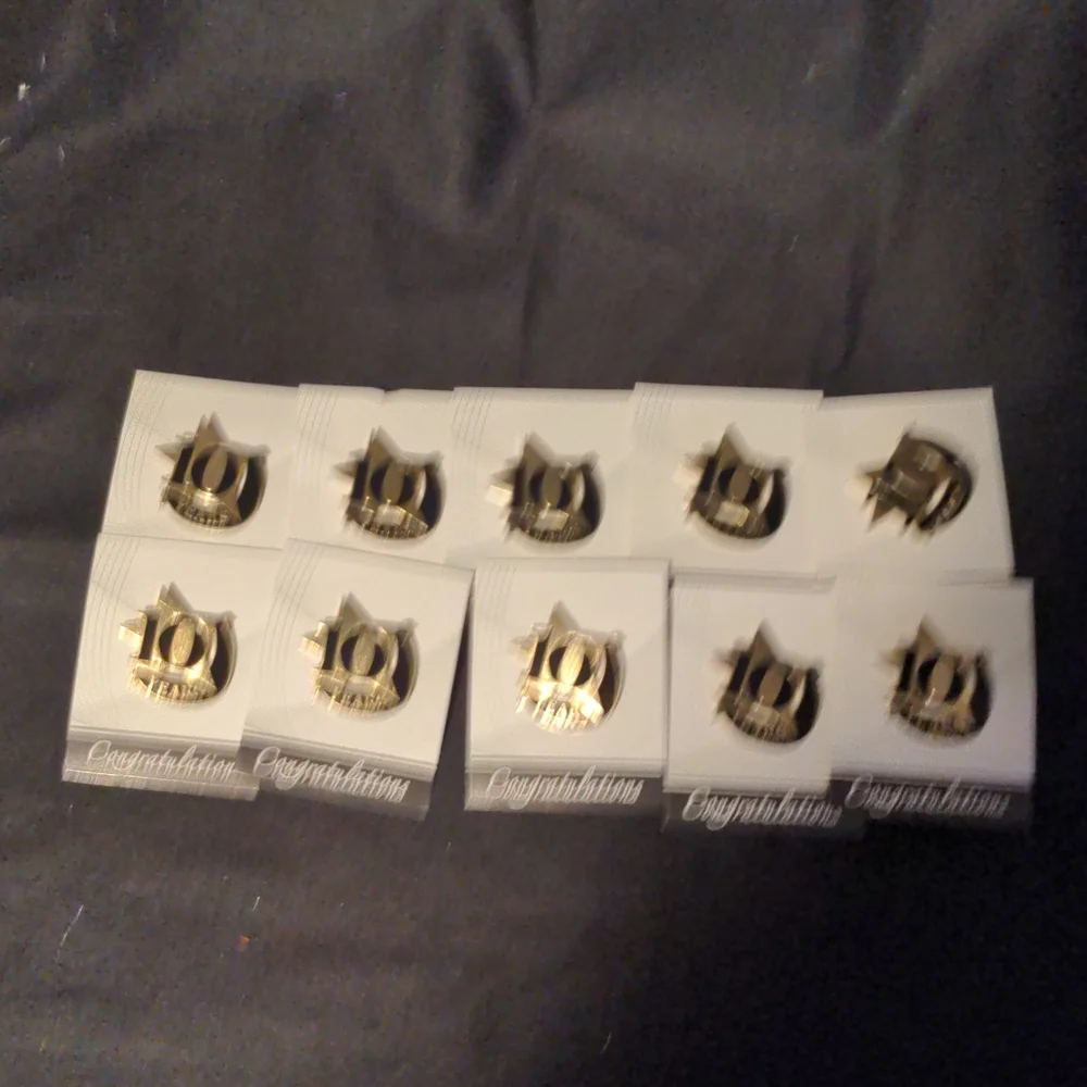 Bundle of 10 Crown Awards Ten Years Pins